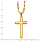 Men's Gold-Tone Polished Cross Stainless Steel Box Chain Necklace 2.8mm