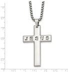 Men's Polished Cross Stainless Steel Box Chain Necklace 2.9mm