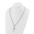 Men's Polished Cross Stainless Steel Box Chain Necklace 2.9mm 24in
