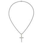 Men's Polished Cross Stainless Steel Box Chain Necklace 2.9mm 24in