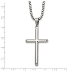 Men's Polished Cross Stainless Steel Box Chain Necklace 2.9mm 24in
