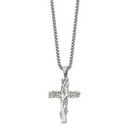 Polished Cross Stainless Steel Box Chain Necklace 2.9mm