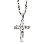Polished Cross Stainless Steel Box Chain Necklace 2.9mm