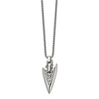 Men's Antiqued Arrow Stainless Steel Box Chain Pendant Necklace 2.5mm