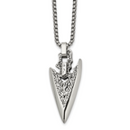 Men's Antiqued Arrow Stainless Steel Box Chain Pendant Necklace 2.5mm