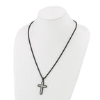 Men's Gunmetal Brushed Cross Stainless Steel Spiga (Wheat) Chain Necklace 2.8mm