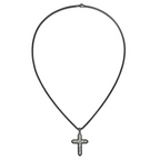 Men's Gunmetal Brushed Cross Stainless Steel Spiga (Wheat) Chain Necklace 2.8mm
