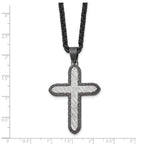 Men's Gunmetal Brushed Cross Stainless Steel Spiga (Wheat) Chain Necklace 2.8mm