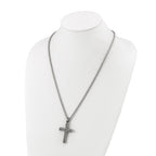 Men's Antiqued Cross Stainless Steel Spiga (Wheat) Chain Necklace 3mm