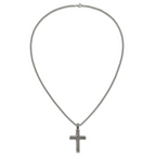 Men's Antiqued Cross Stainless Steel Spiga (Wheat) Chain Necklace 3mm