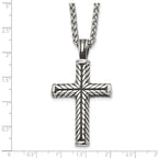 Men's Antiqued Cross Stainless Steel Spiga (Wheat) Chain Necklace 3mm