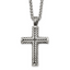 Men's Antiqued Cross Stainless Steel Spiga (Wheat) Chain Necklace 3mm