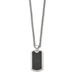 Men's Polished Dog Tag Stainless Steel Spiga (Wheat) Chain Pendant Necklace 3mm