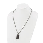 Men's Polished Dog Tag Stainless Steel Spiga (Wheat) Chain Pendant Necklace 3mm