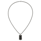 Men's Polished Dog Tag Stainless Steel Spiga (Wheat) Chain Pendant Necklace 3mm