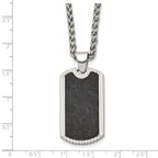 Men's Polished Dog Tag Stainless Steel Spiga (Wheat) Chain Pendant Necklace 3mm