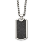 Men's Polished Dog Tag Stainless Steel Spiga (Wheat) Chain Pendant Necklace 3mm