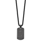 Men's Black Ion-Plated Polished Dog Tag Stainless Steel Spiga (Wheat) Chain Pendant Necklace 3mm