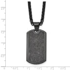 Men's Black Ion-Plated Polished Dog Tag Stainless Steel Spiga (Wheat) Chain Pendant Necklace 3mm
