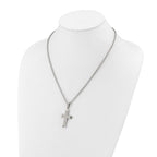 Men's Polished Cross Stainless Steel Cable Chain Necklace 3mm