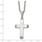 Men's Polished Cross Stainless Steel Cable Chain Necklace 3mm
