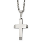 Men's Polished Cross Stainless Steel Cable Chain Necklace 3mm