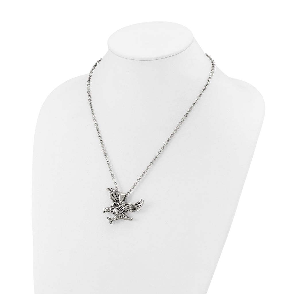 Men's Polished Eagle Stainless Steel Cable Chain Pendant Necklace 3mm