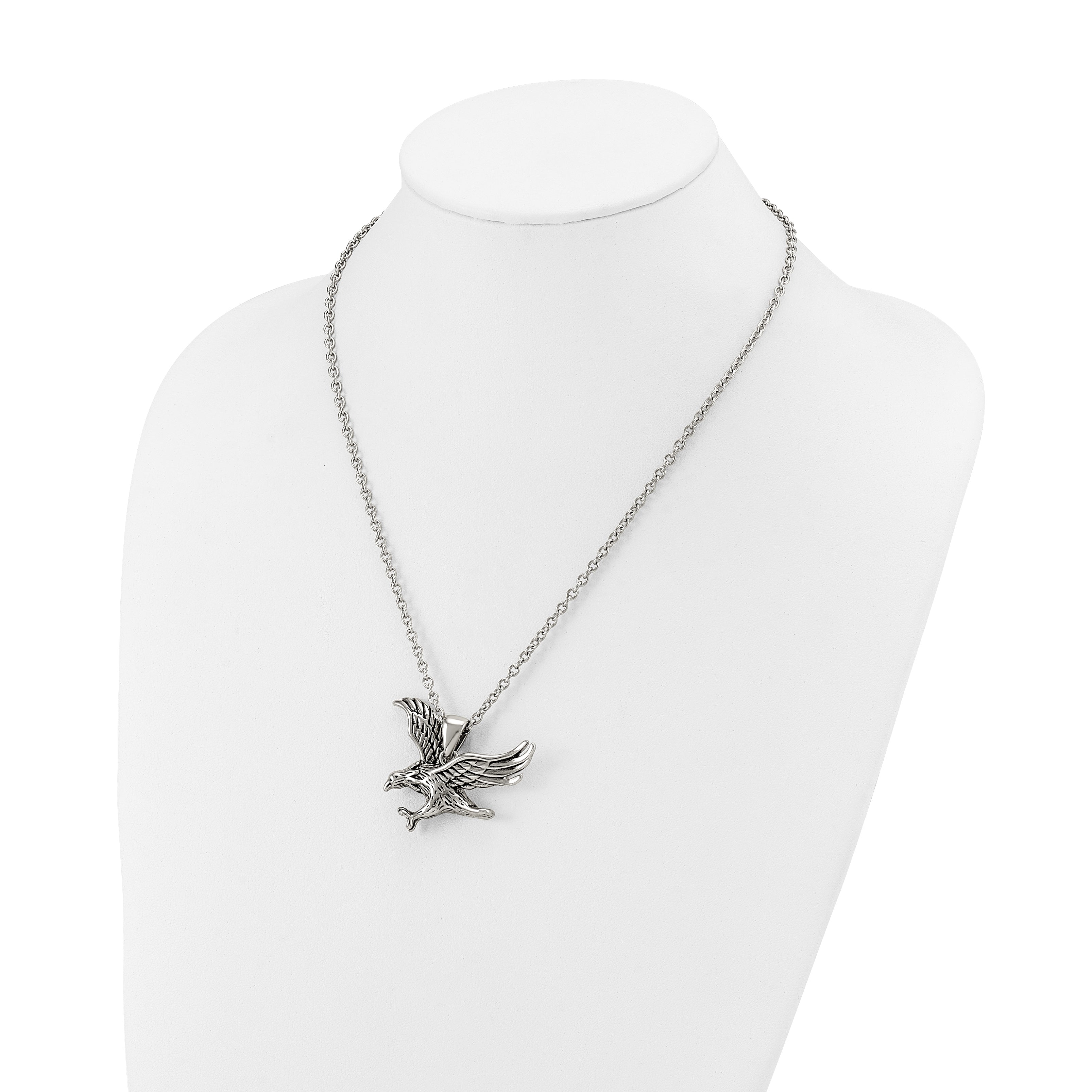 Men's Polished Eagle Stainless Steel Cable Chain Pendant Necklace 3mm