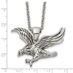 Men's Polished Eagle Stainless Steel Cable Chain Pendant Necklace 3mm