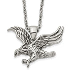 Men's Polished Eagle Stainless Steel Cable Chain Pendant Necklace 3mm