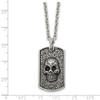 Men's Antiqued Skull Stainless Steel Cable Chain Pendant Necklace 3mm