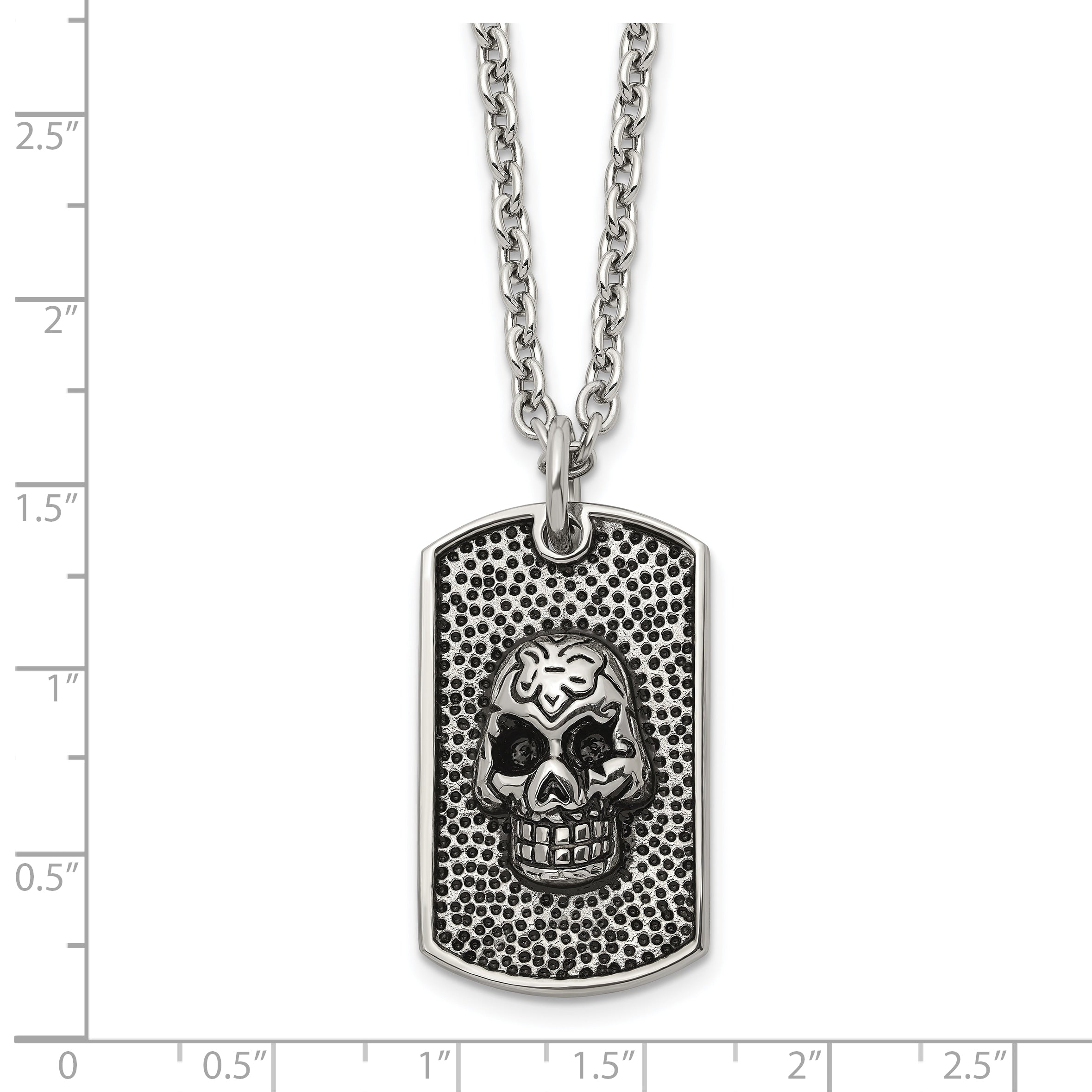 Men's Antiqued Skull Stainless Steel Cable Chain Pendant Necklace 3mm