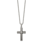 Men's Antiqued Cross Stainless Steel Cable Chain Necklace 3mm