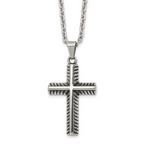 Men's Antiqued Cross Stainless Steel Cable Chain Necklace 3mm