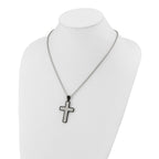 Men's Black Ion-Plated Polished Cross Stainless Steel Cable Chain Necklace 3mm