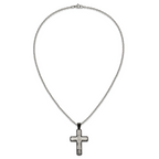 Men's Black Ion-Plated Polished Cross Stainless Steel Cable Chain Necklace 3mm