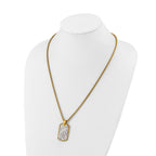 Men's Gold-Tone Brushed Dog Tag Stainless Steel Box Chain Pendant Necklace 3mm