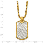 Men's Gold-Tone Brushed Dog Tag Stainless Steel Box Chain Pendant Necklace 3mm