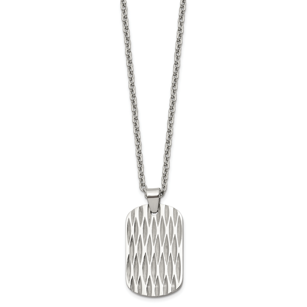 Men's Polished Dog Tag Stainless Steel Cable Chain Pendant Necklace 3mm