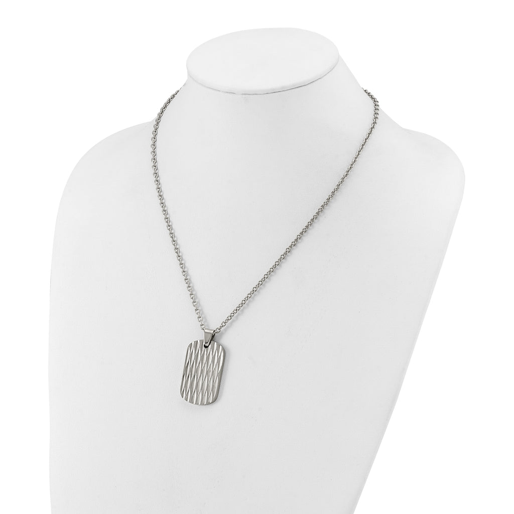 Men's Polished Dog Tag Stainless Steel Cable Chain Pendant Necklace 3mm