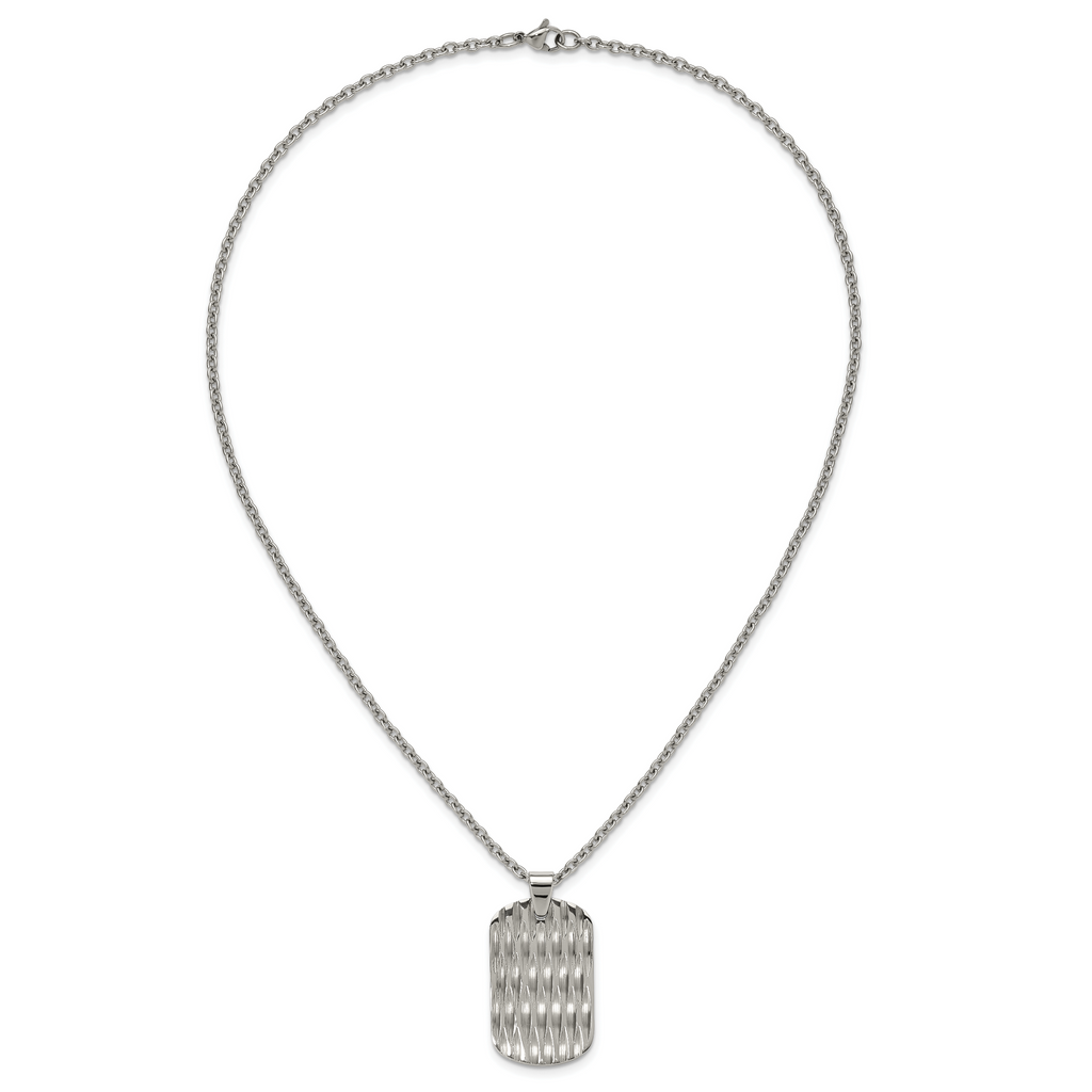 Men's Polished Dog Tag Stainless Steel Cable Chain Pendant Necklace 3mm
