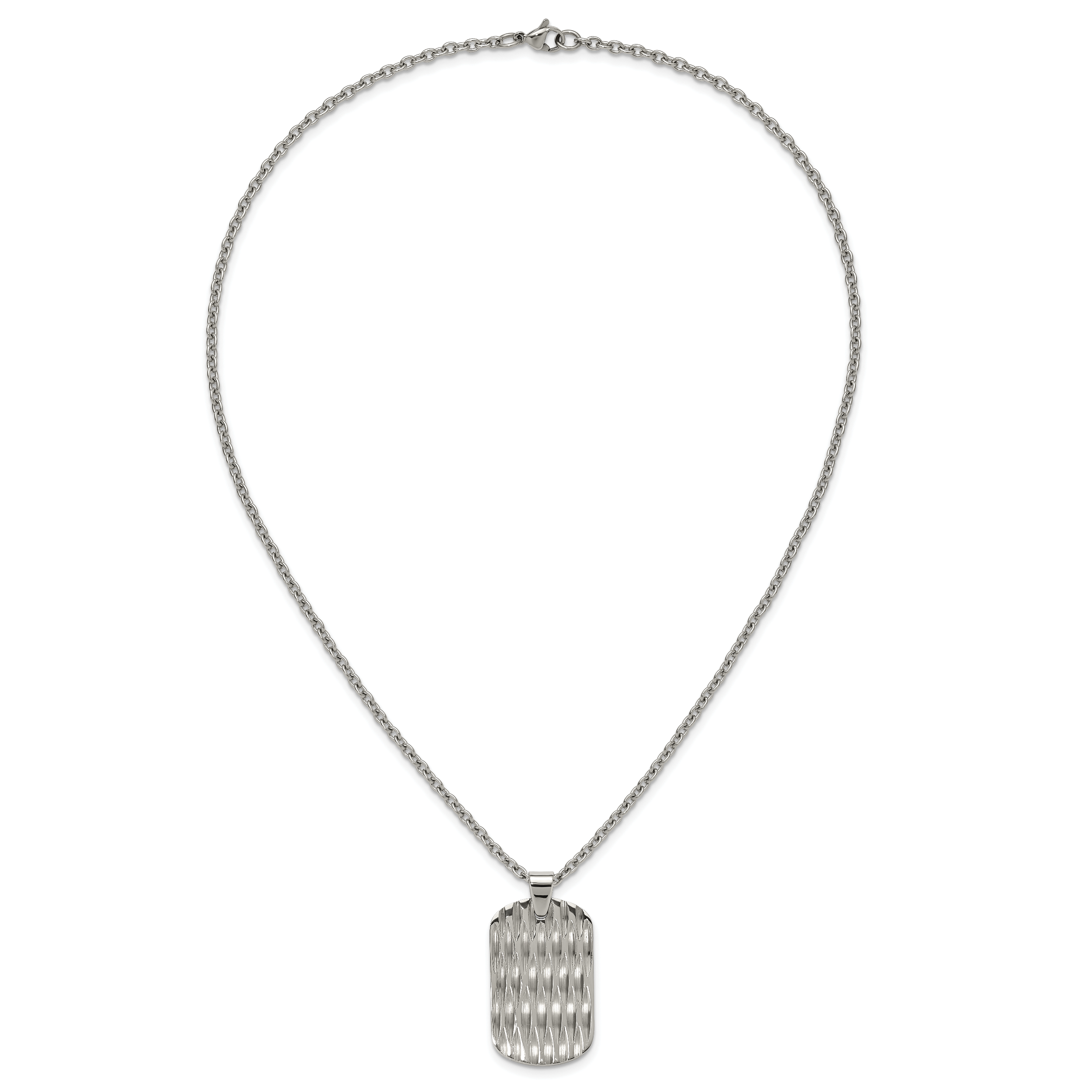 Men's Polished Dog Tag Stainless Steel Cable Chain Pendant Necklace 3mm