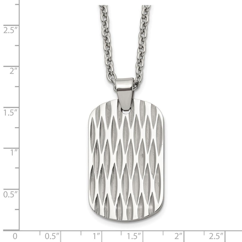Men's Polished Dog Tag Stainless Steel Cable Chain Pendant Necklace 3mm