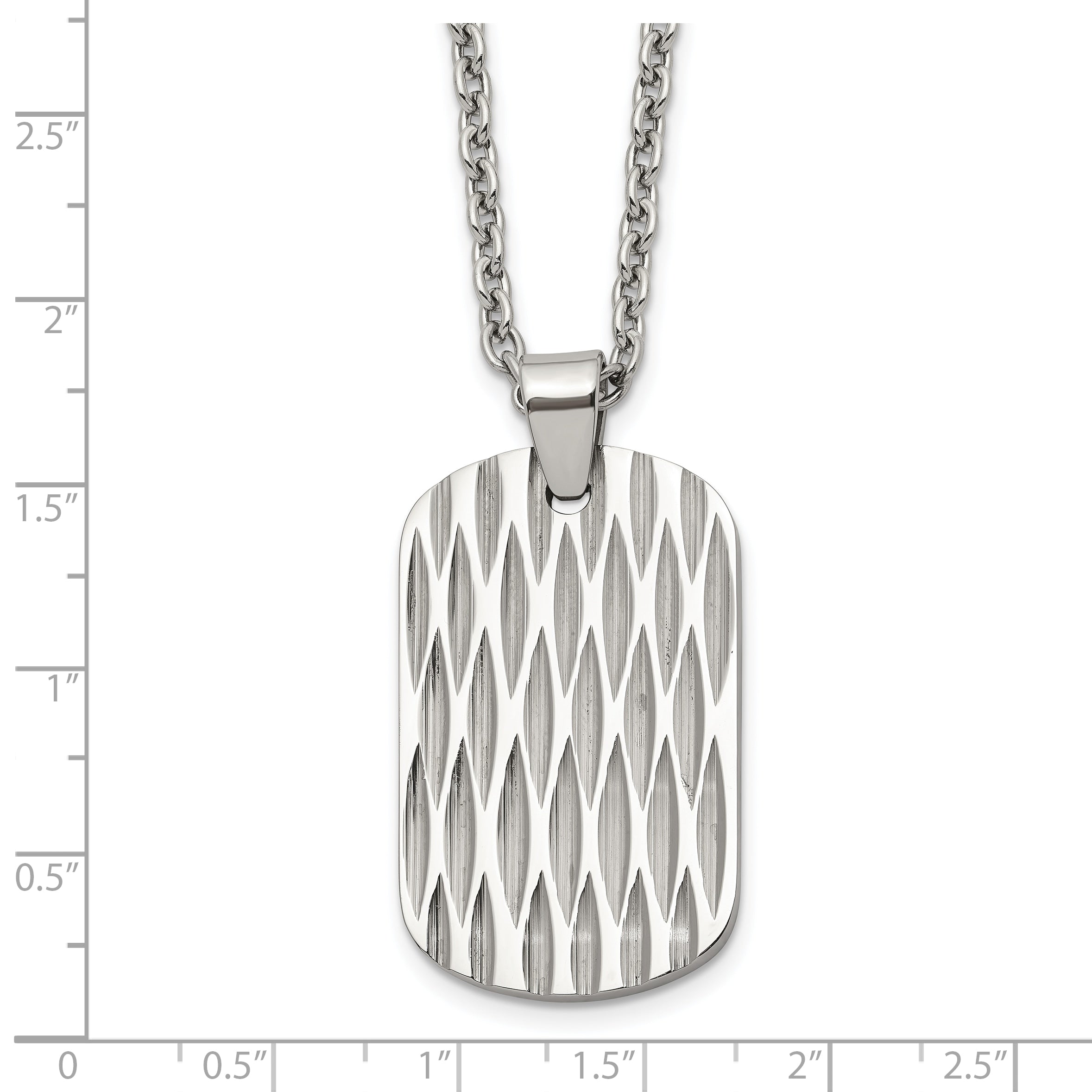 Men's Polished Dog Tag Stainless Steel Cable Chain Pendant Necklace 3mm