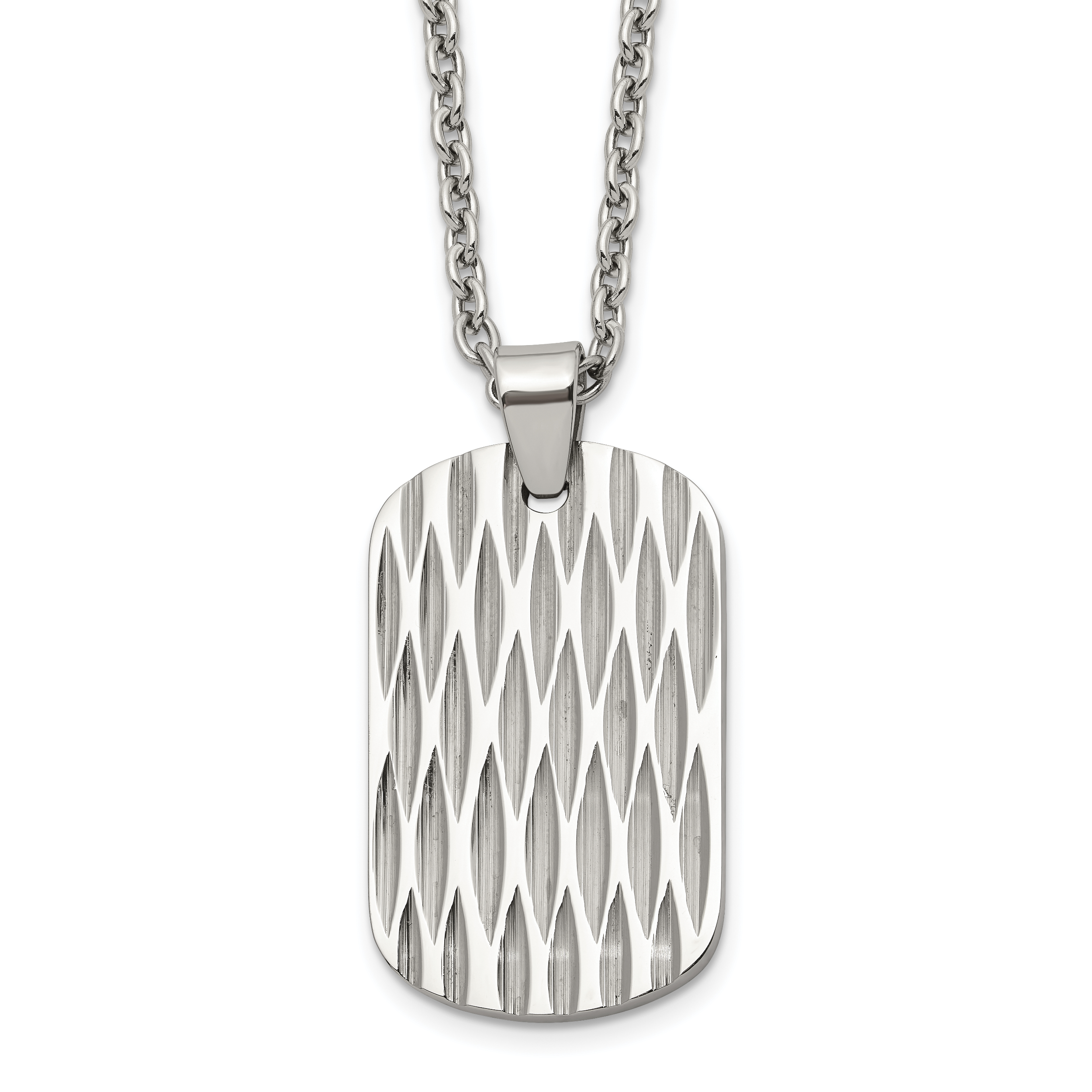 Men's Polished Dog Tag Stainless Steel Cable Chain Pendant Necklace 3mm Main image