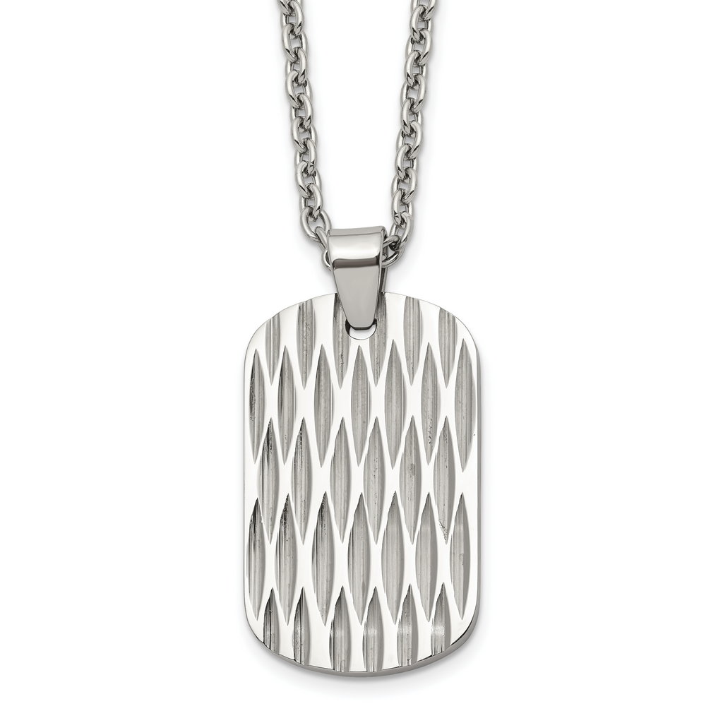 Men's Polished Dog Tag Stainless Steel Cable Chain Pendant Necklace 3mm