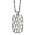 Men's Polished Dog Tag Stainless Steel Cable Chain Pendant Necklace 3mm