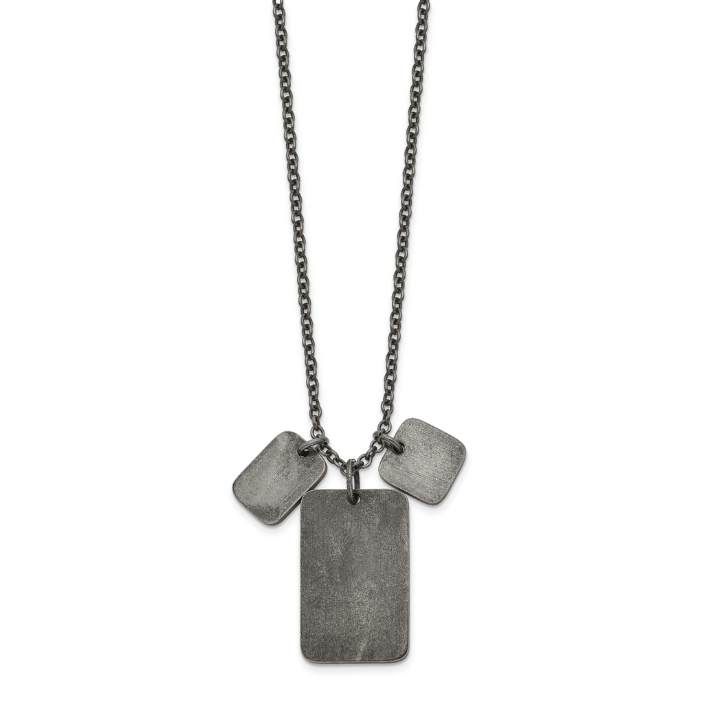 Men's Antiqued Dog Tag Stainless Steel Cable Chain Pendant Necklace 2.5mm