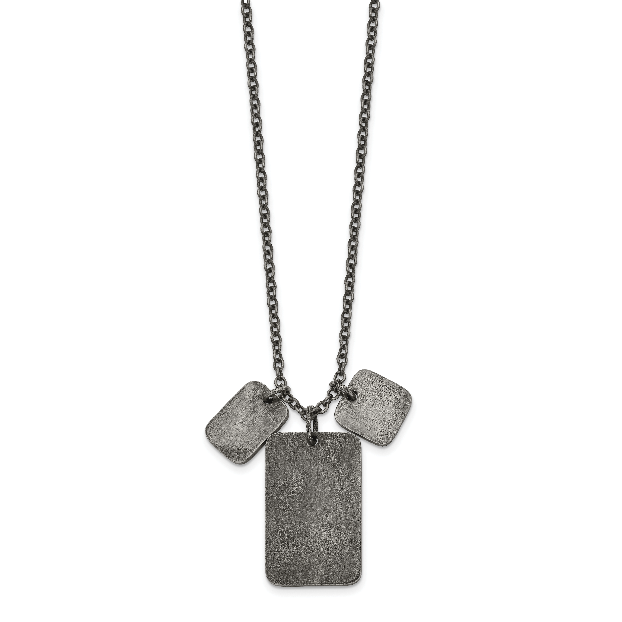 Men's Antiqued Dog Tag Stainless Steel Cable Chain Pendant Necklace 2.5mm