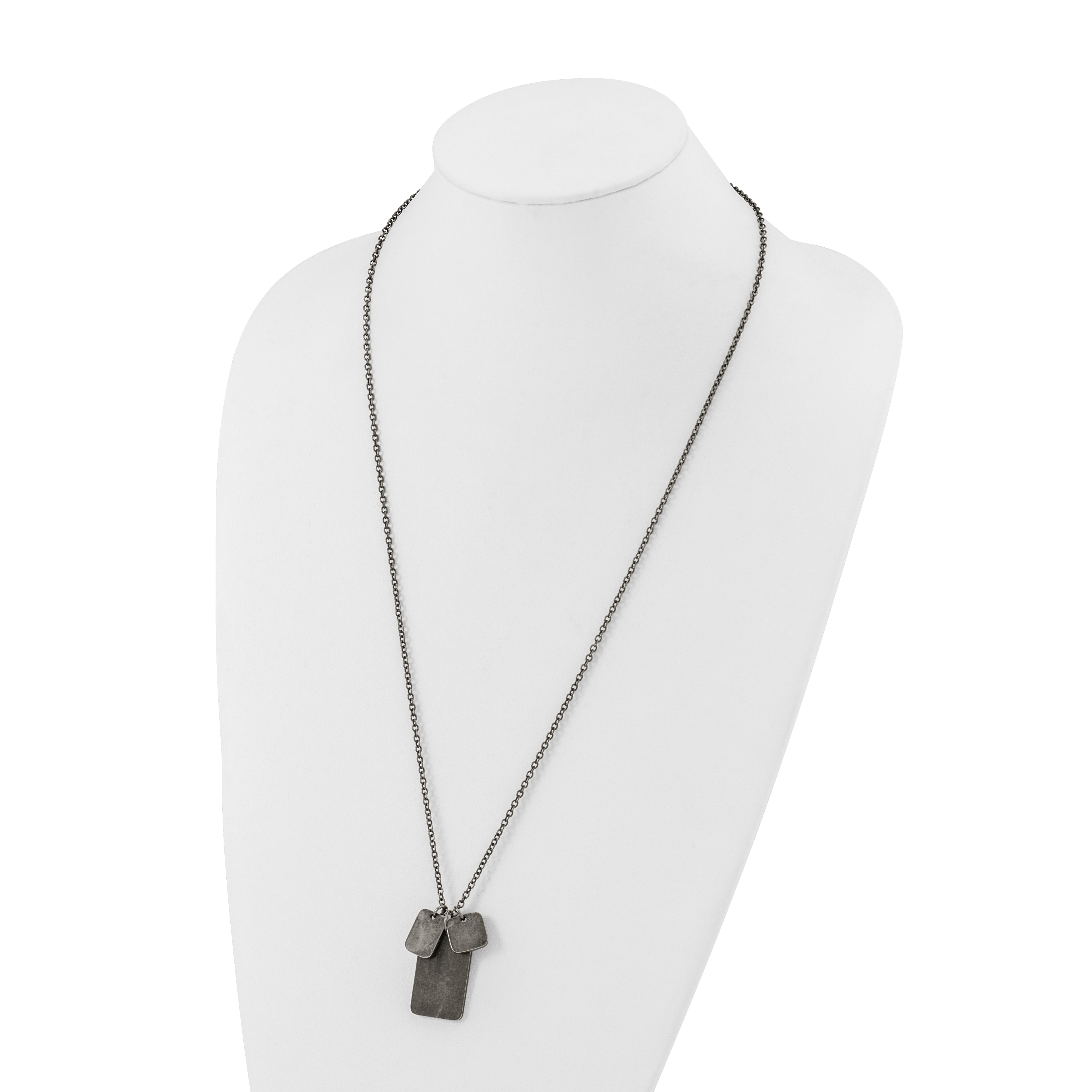 Men's Antiqued Dog Tag Stainless Steel Cable Chain Pendant Necklace 2.5mm